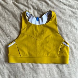 EUC Brooks Drive 3 Pocket Run Bra 34AB MUSTARD YELLOW